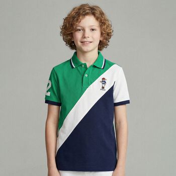 Baby Boys Green, White & Navy Blue Polo Shirt