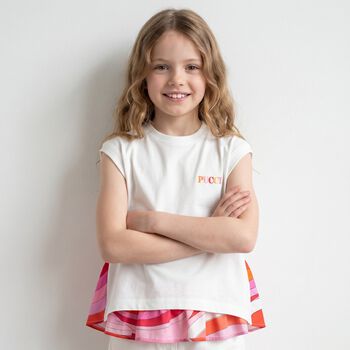 Girls White Logo Iride T-Shirt