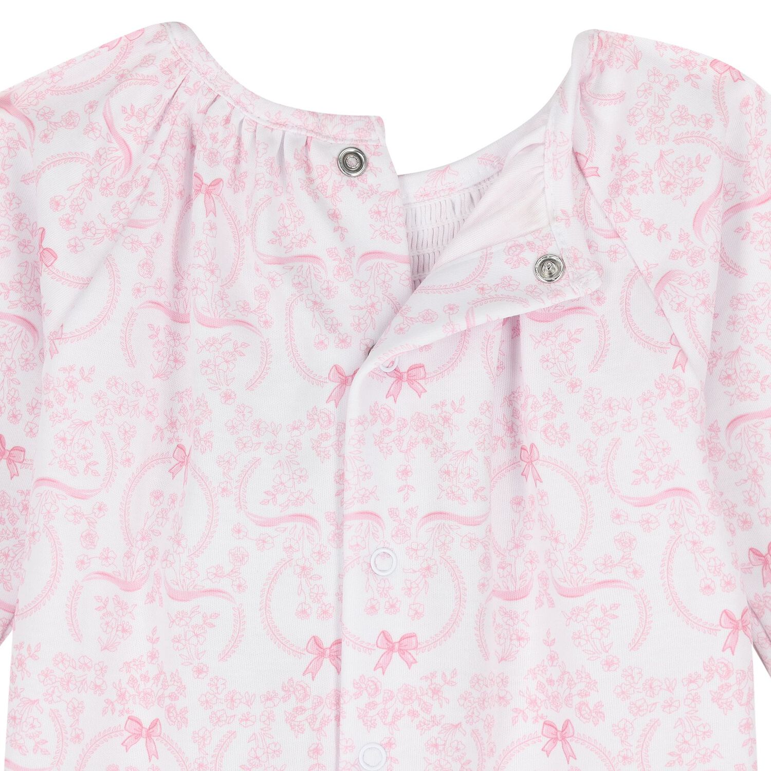 Baby Girls White & Pink Delicate Blooming Bow Babygrow, 1, hi-res