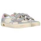 Girls Ivory & Silver Logo Trainers, 1, hi-res