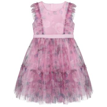 Girls Pink Floral Tulle Dress