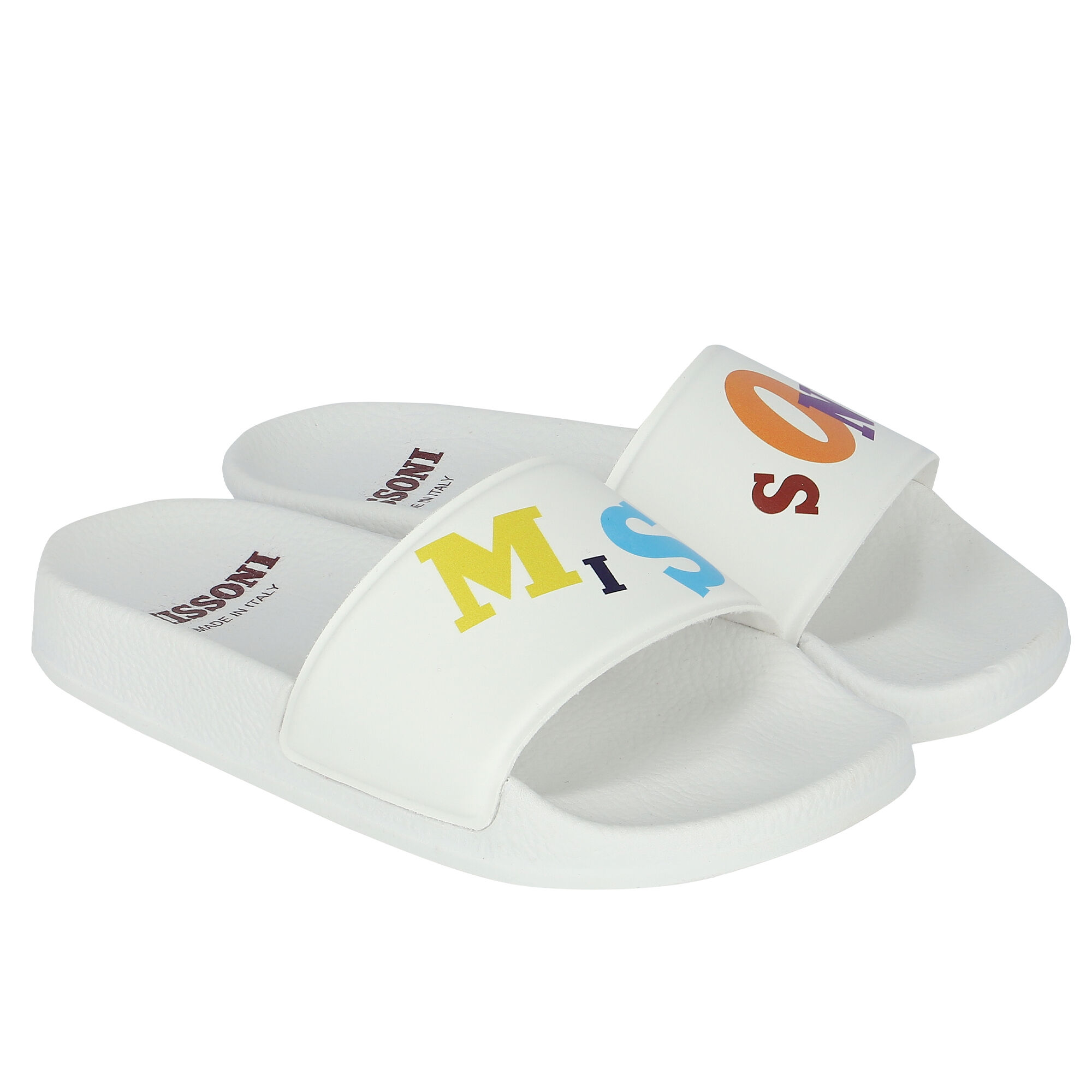 Missoni Kids Girls White Logo Sliders Junior Couture