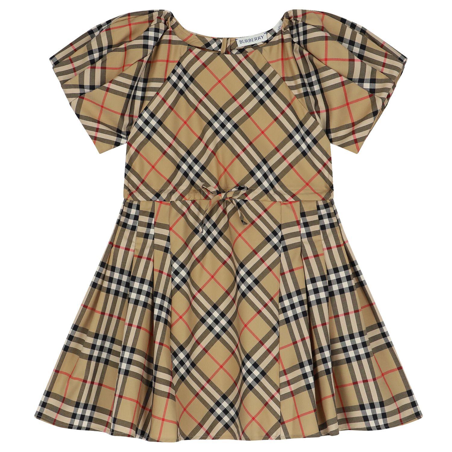 Girls Beige Check Dress, 1, hi-res