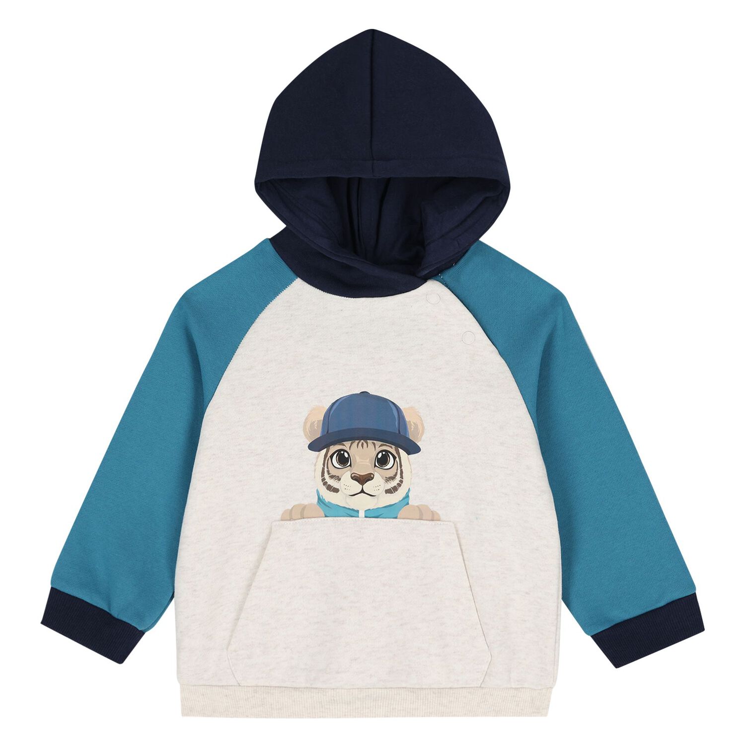 Younger Boys Blue & Beige Tiger Tracksuit Set, 1, hi-res
