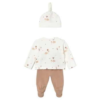 Baby Boys Ivory & Beige Balloon 2 Piece Babygrow Set