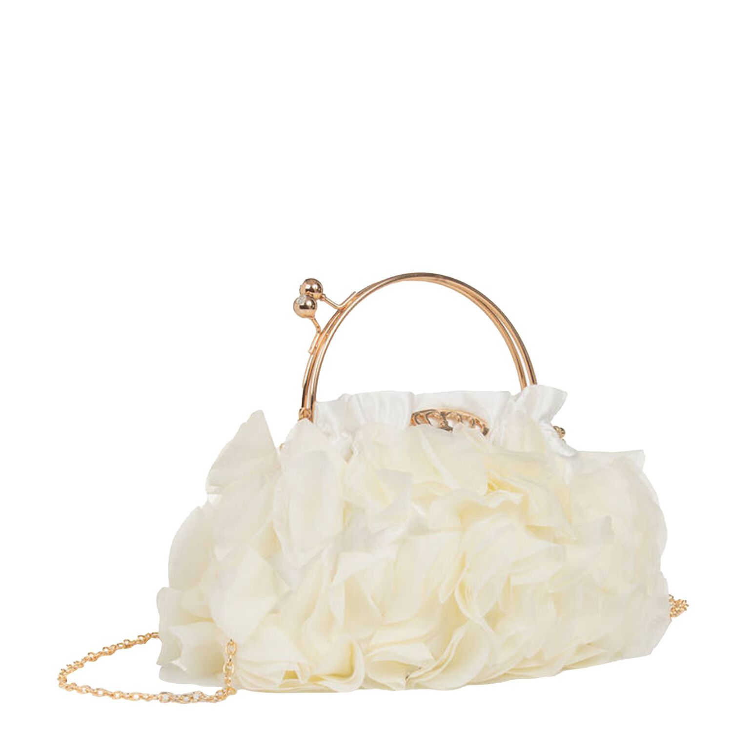 Girls Ivory Ruffled Chiffon Handbag, 1, hi-res image number null