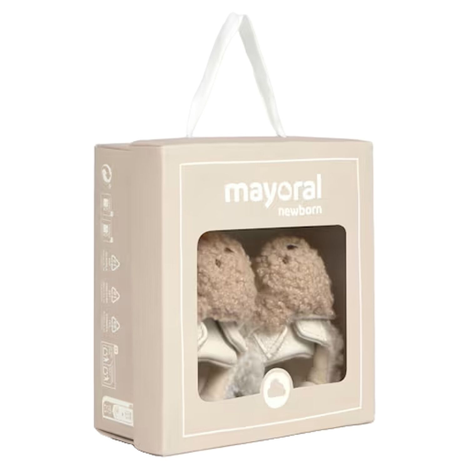 Ivory & Beige Sherpa Teddy Bear Baby Pre Walker Shoes, 1, hi-res