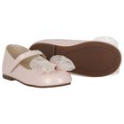Girls Pink Leather Bow Shoes, 2, hi-res