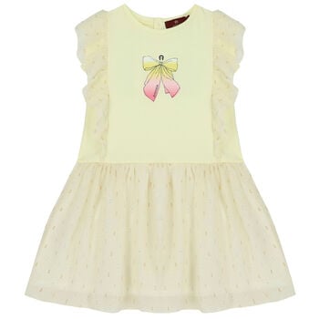 Girls Yellow Bow Logo Dress