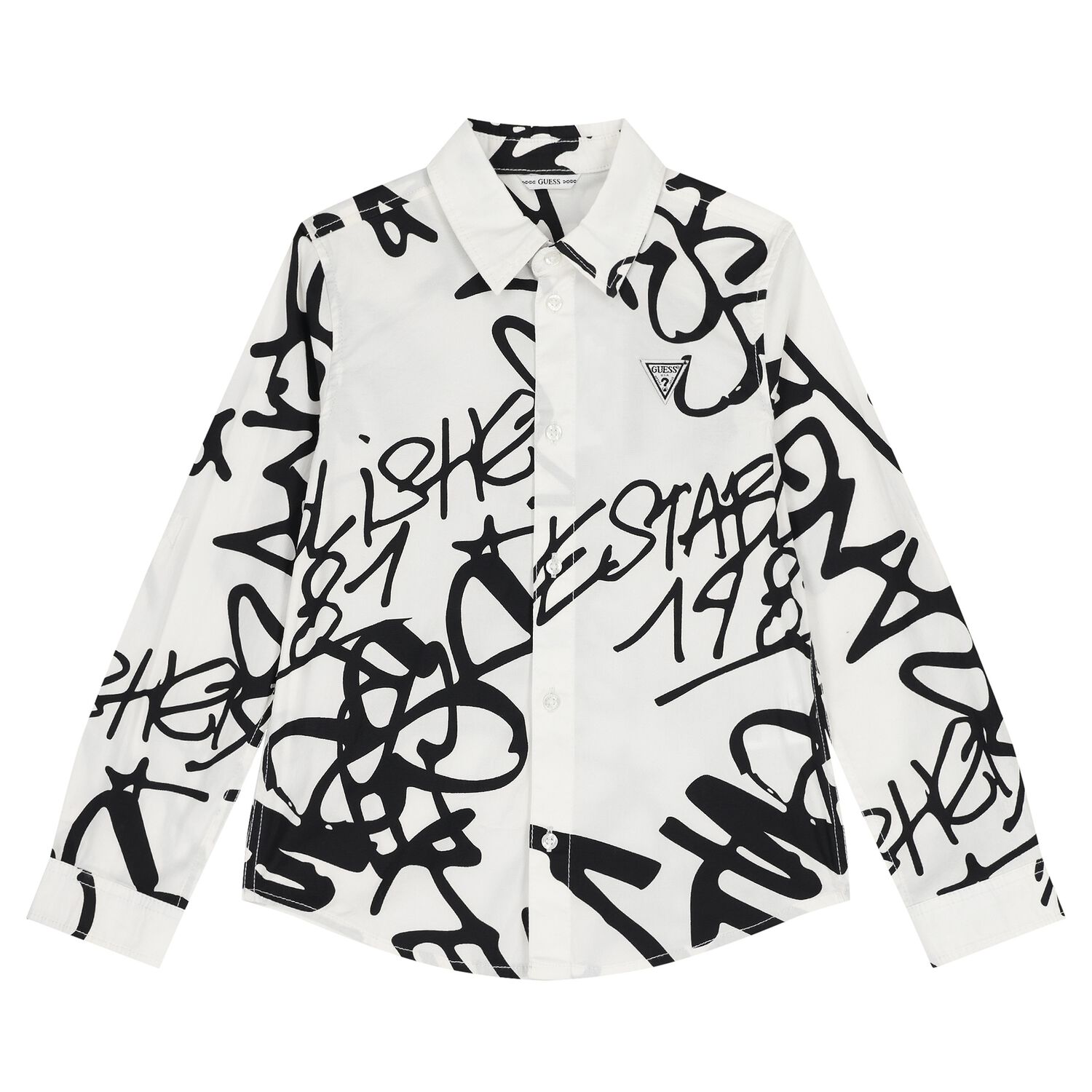 Boys White Logo Shirt, 1, hi-res
