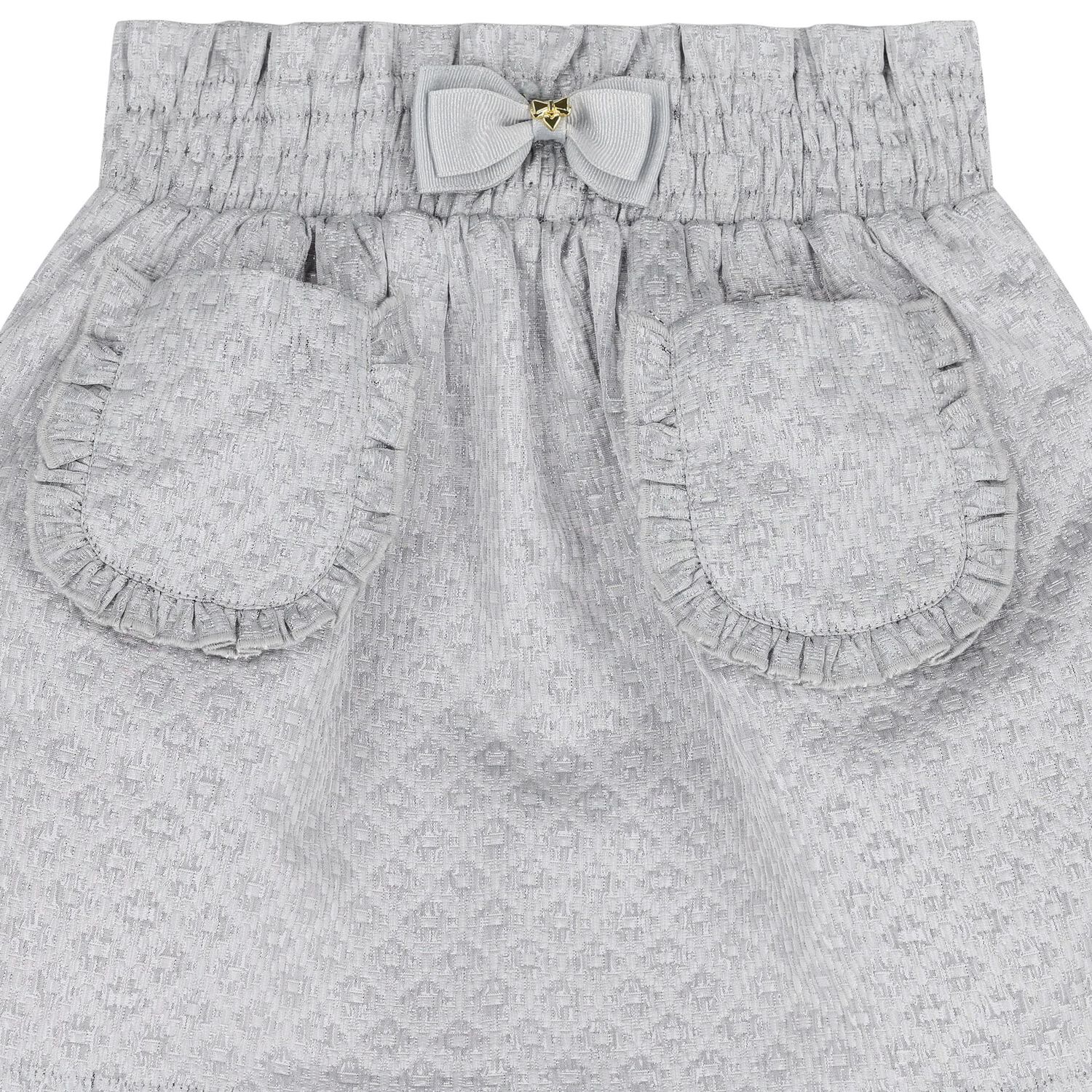 Girls Silver Jacquard Skirt, 1, hi-res