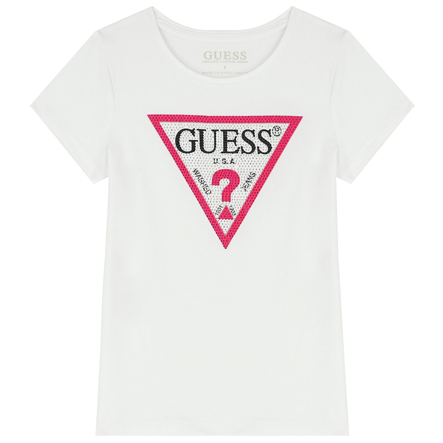 Girls White Diamante Logo T-Shirt, 8, hi-res image number null