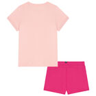 Girls Pink Logo Shorts Set, 2, hi-res