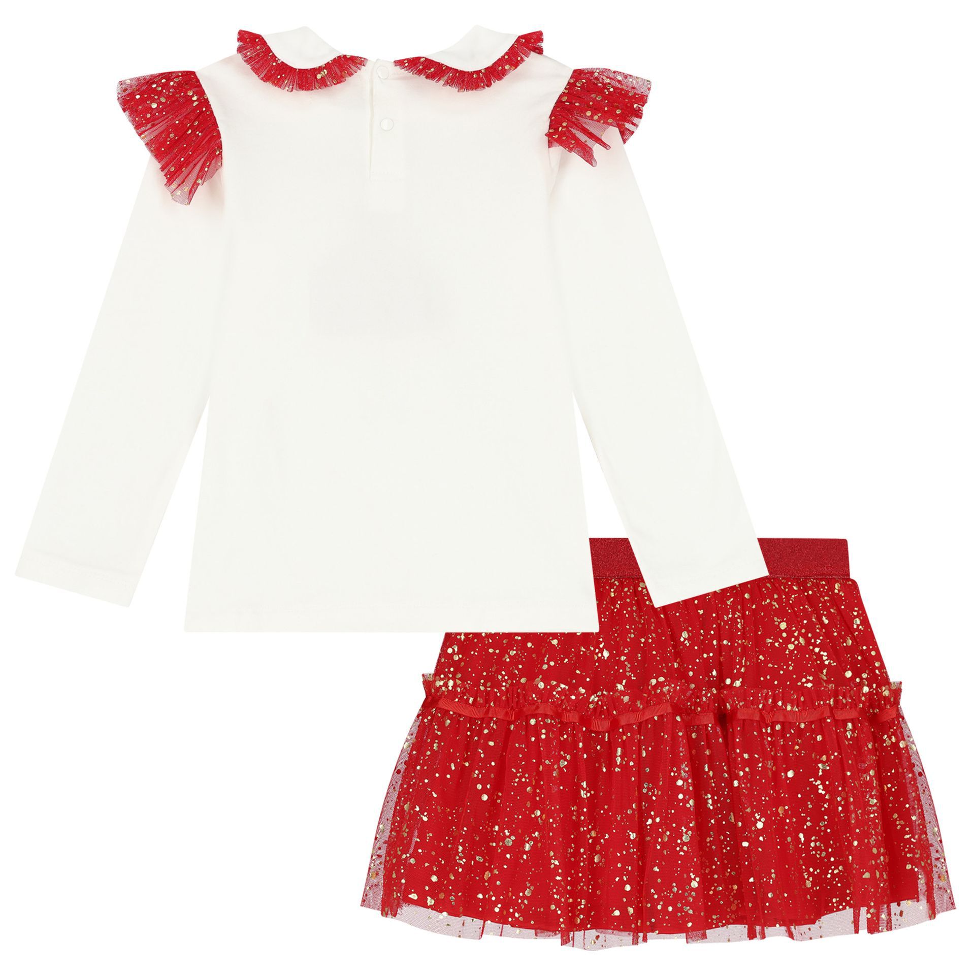 Caramelo KIDS GIRLS White Red Tulle Skirt Set