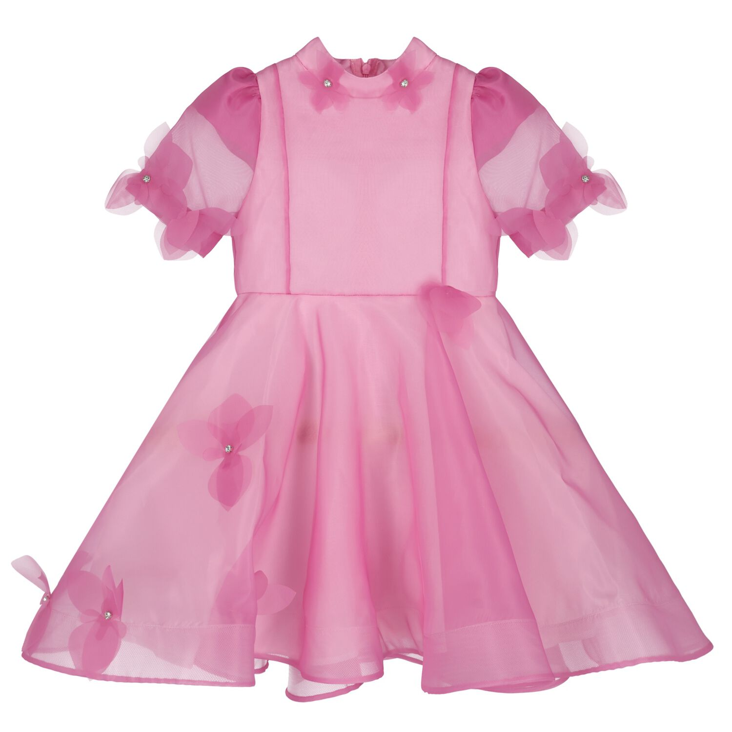 Girls Pink Organza Flower Dress, 1, hi-res