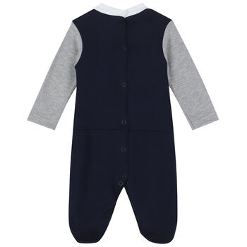 Baby Boys Grey & Navy Babygrow