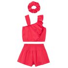 Girls Red Shorts Set, 2, hi-res
