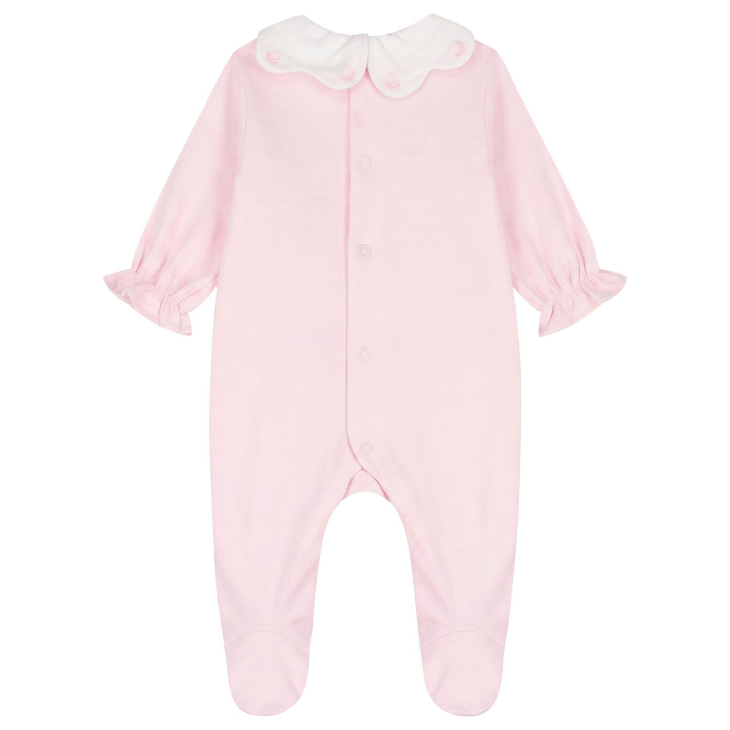 Baby Girls Pink & White Bow Babygrow, 1, hi-res