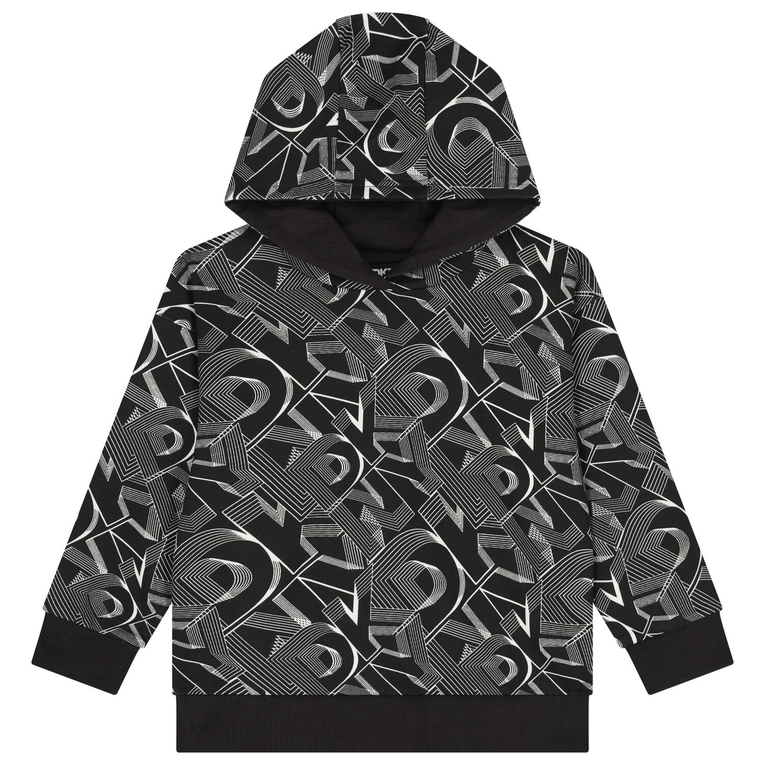 Boys Black & White Logo Hooded Top, 1, hi-res
