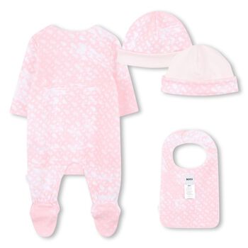 Baby Girls Pink Logo Babygrow Gift Set