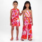 Girls Pink & Orange Bow Sliders, 1, hi-res
