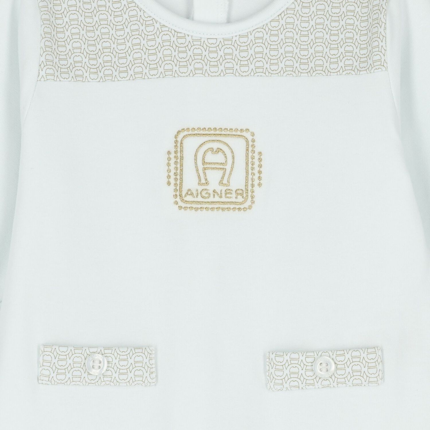 Baby Boys Blue & Gold Logo Babygrow, 3, hi-res