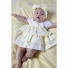 Baby Girls White & Yellow Stripes Romper Set, 1, hi-res