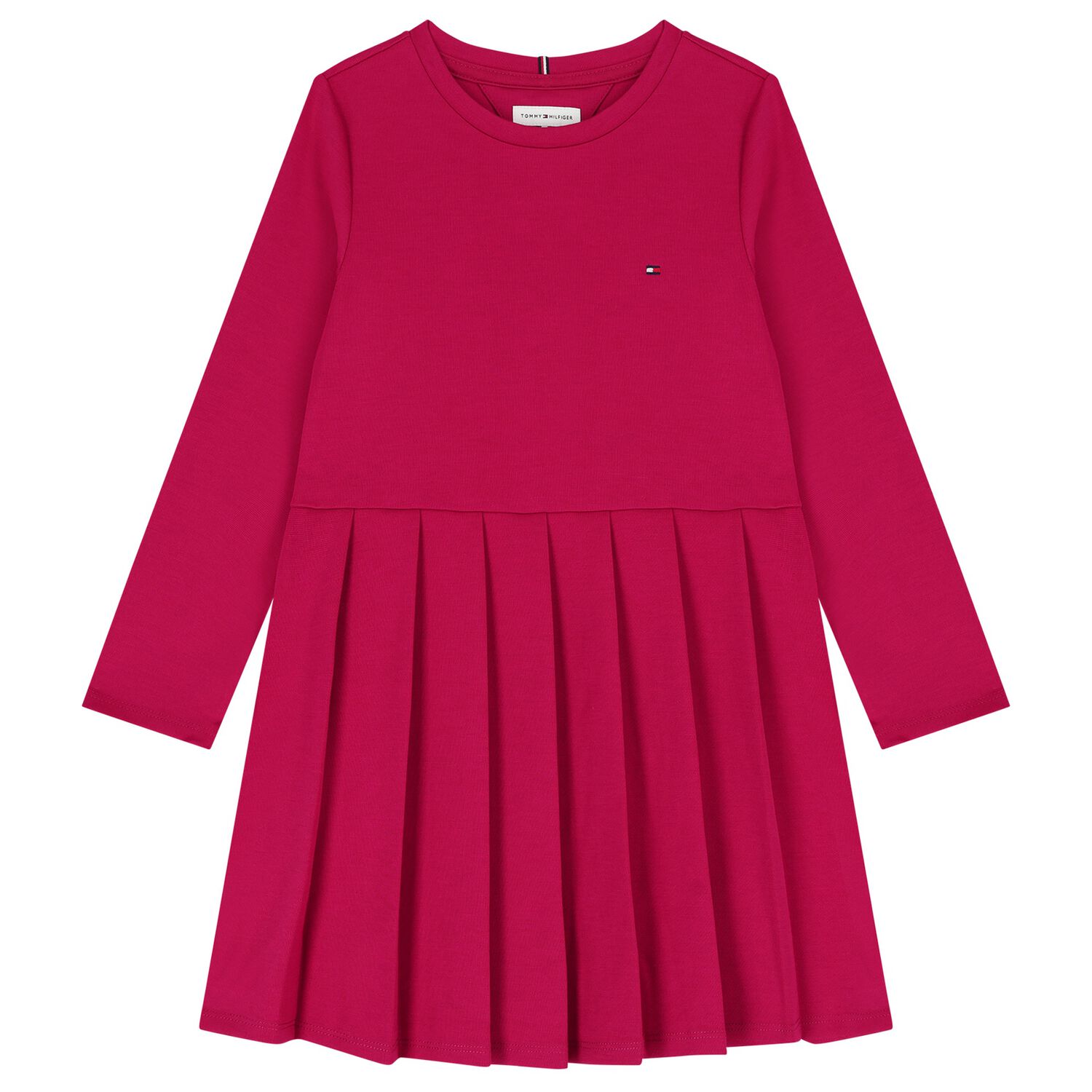 Girls Pink Logo Pleated Dress, 2, hi-res