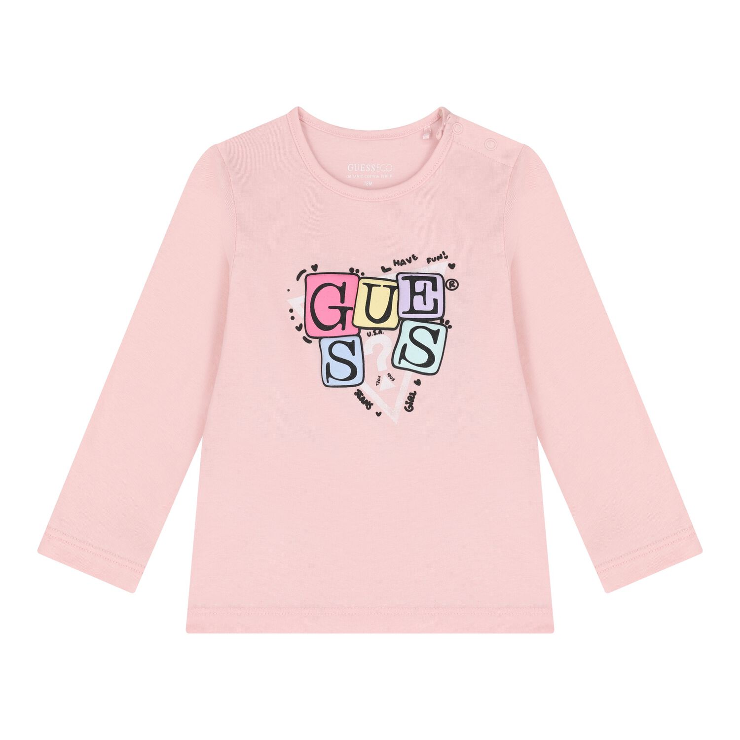 Baby Girls Pink Logo Long Sleeve Top, 2, hi-res image number null