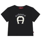 Girls Black & White Logo T-Shirt, 2, hi-res