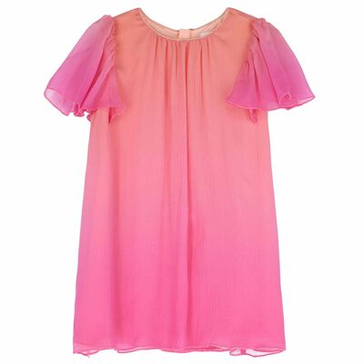 Younger Girls Pink Ombre Silk Dress