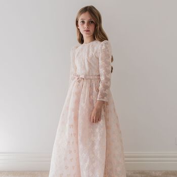 Girls Pink Flower Organza Dress