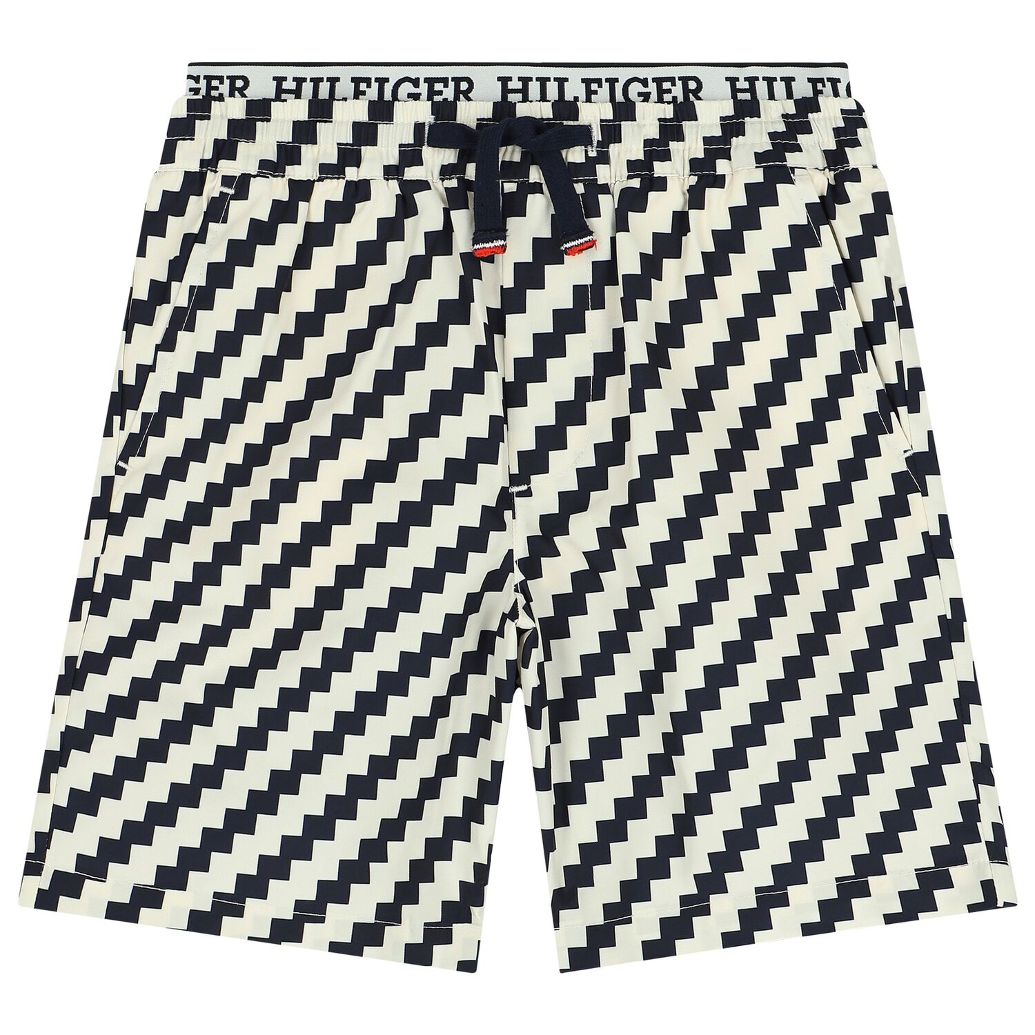 Boys Navy Blue & Ivory Logo Shorts, 1, hi-res image number null
