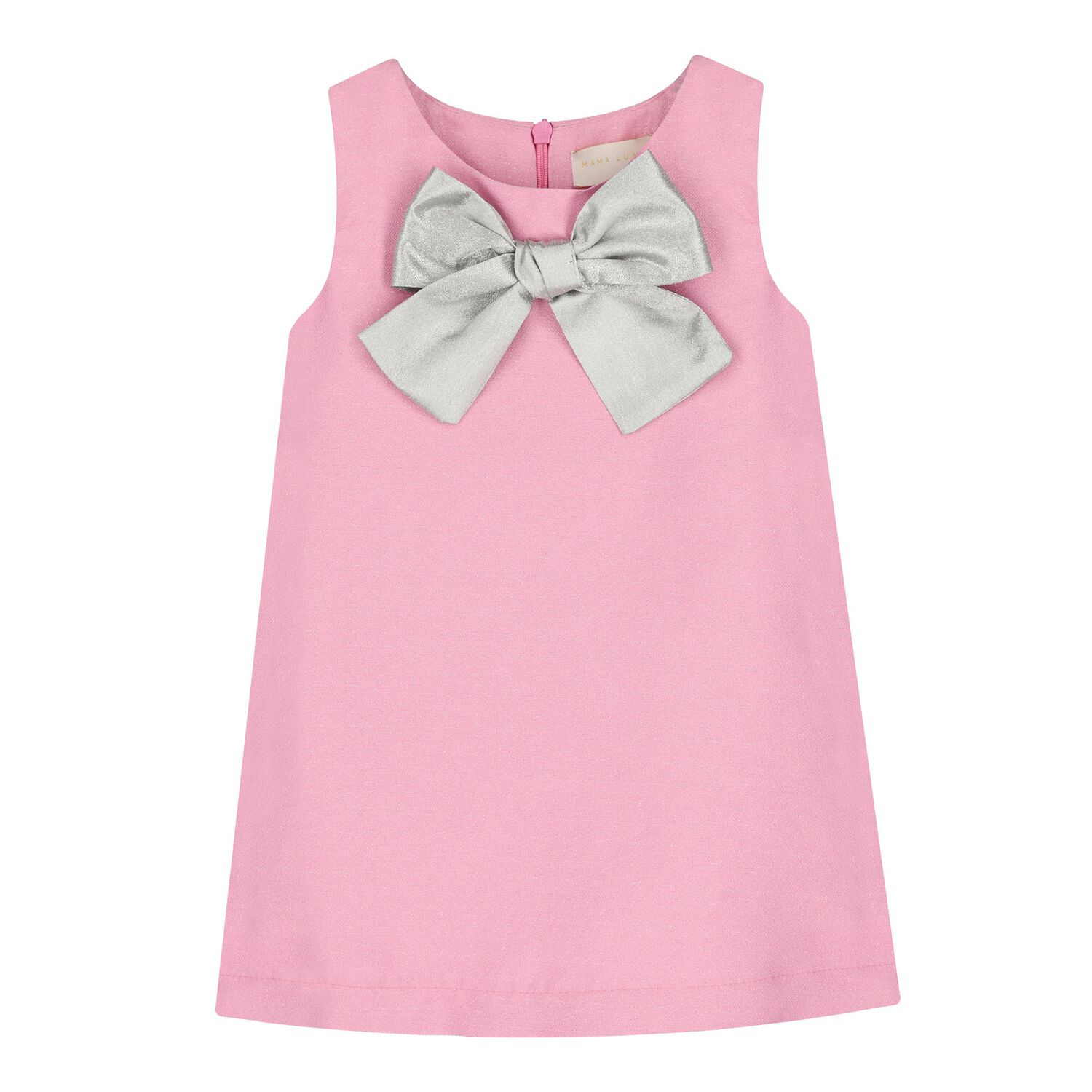 Baby Girls Pink & Silver Bow Sleeveless, 1, hi-res