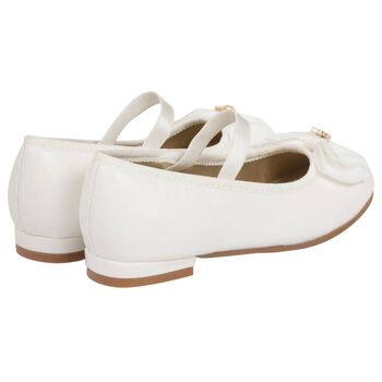 Girls White Bow Leather Shoes