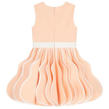 Girls Pink 3D Folds Dress