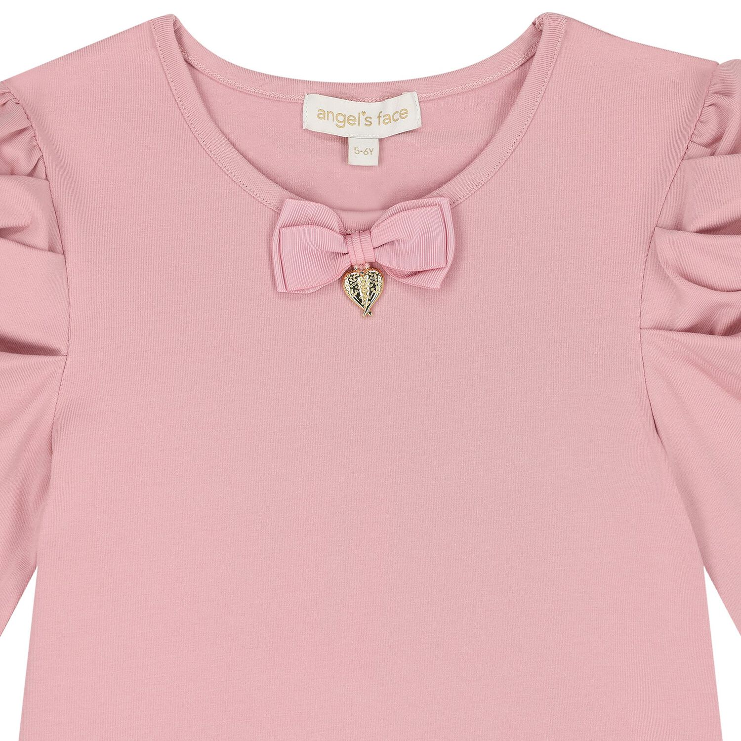 Girls Pink Bow Long Sleeve Top, 5, hi-res image number null