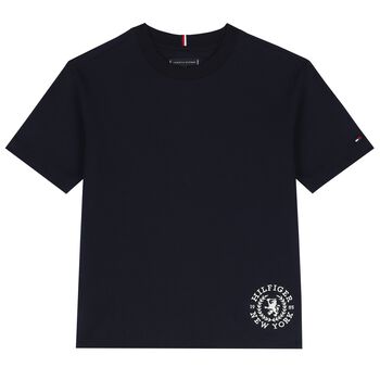 Boys Navy Blue  Logo T-Shirt