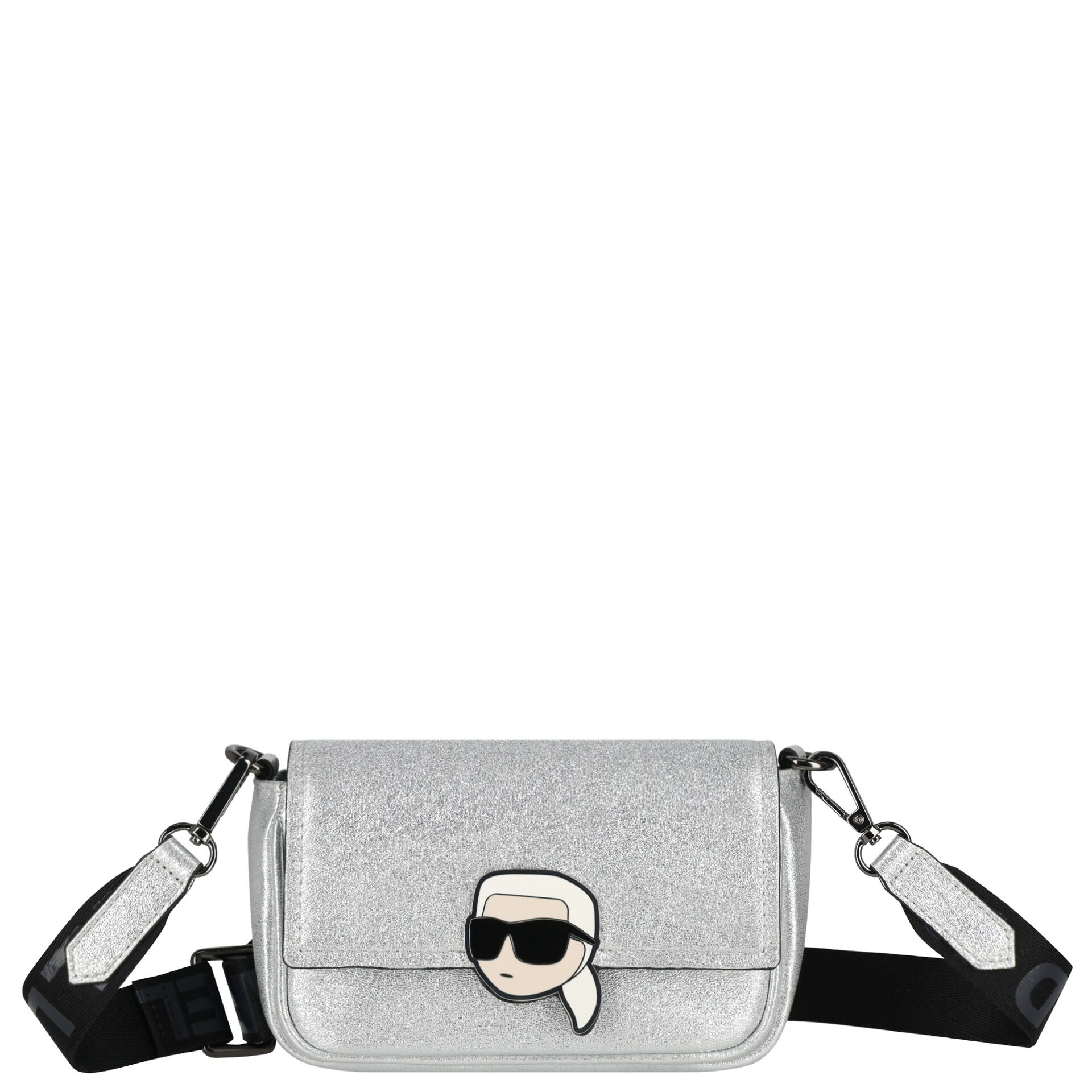 KARL LAGERFELD Girls Metallic Silver Ikonik Karl Logo Handbag