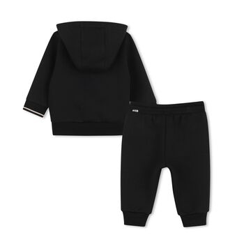 Younger Boys Mini Me Black Logo Tracksuit