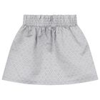 Girls Silver Jacquard Skirt, 1, hi-res