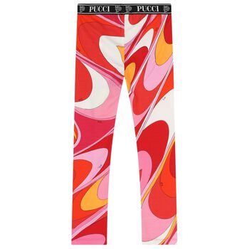Girls Red & Purple Logo Iride Leggings 