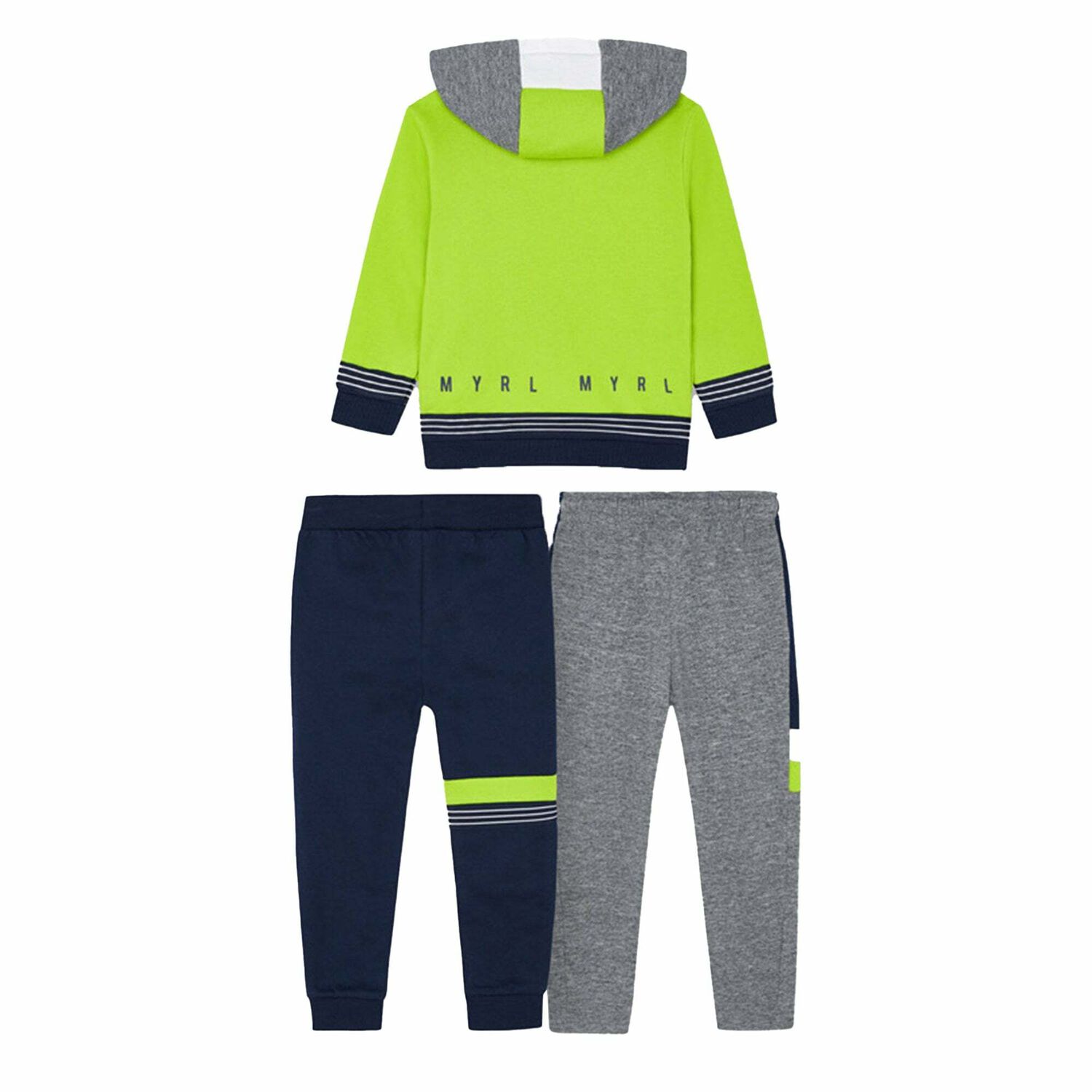 Boys Green, Navy & Grey 3-Piece Tracksuit, 2, hi-res
