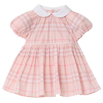 Baby Girls Pink & White Check Dress Set
