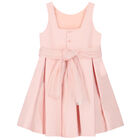 Girls Pink Flower Satin Dress, 2, hi-res