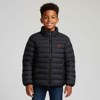 Boys Black Logo Puffer Jacket