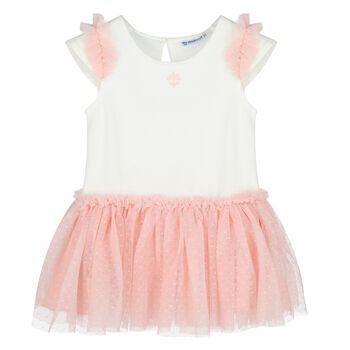 Younger Girls Ivory & Pink Dress