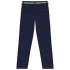 Boys Navy Blue Logo Trousers, 1, hi-res