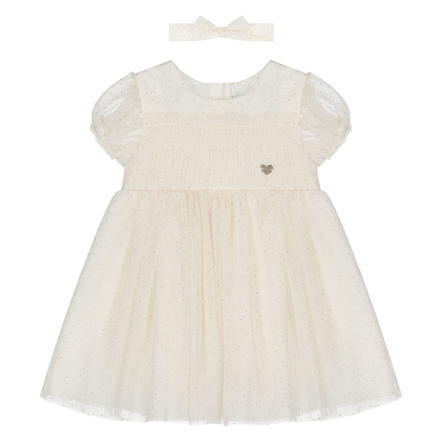 Younger Girls Ivory Tulle Dress Set, 2, hi-res