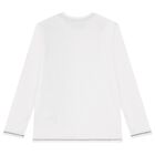 Boys White Logo Long Sleeve Top, 1, hi-res